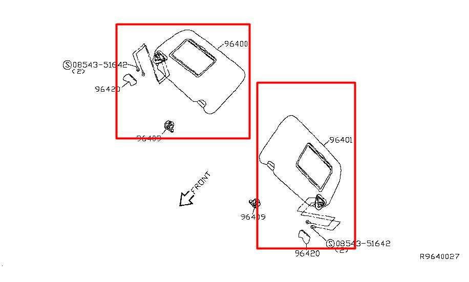 2013-19 Nissan Sentra SV Front Right and Left Side Sun Visor Set Cloth w/ Mirror1