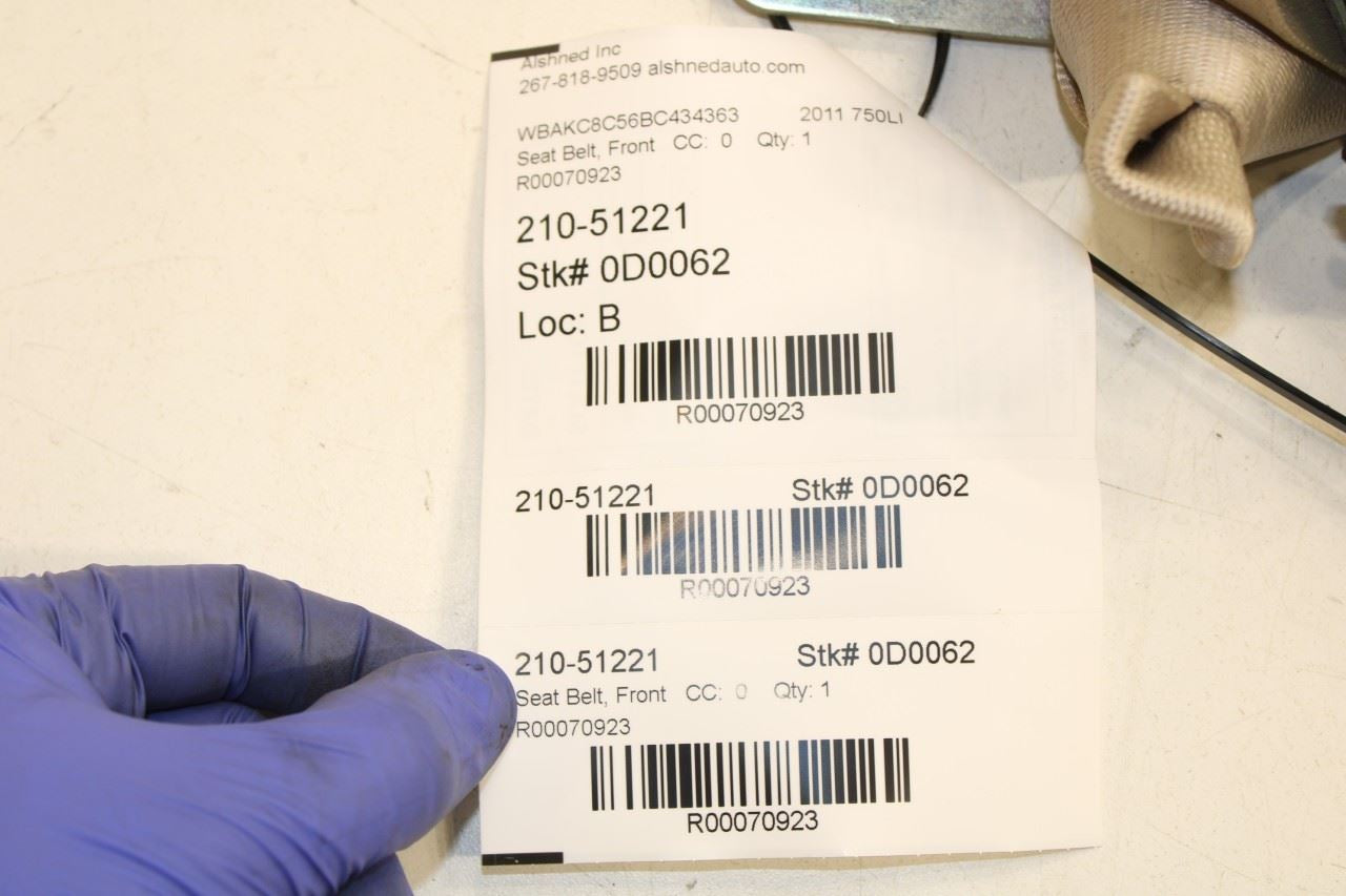 2010-2012 BMW 750Li xDrive 4.4L AWD Front Driver Left Side Seat Belt Retractor - Alshned Auto Parts