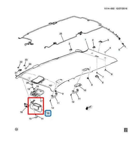 18-24 Chevrolet Equinox LT Front RH Sun Visor w/ Illuminated Mirror 84836048 OEM - Alshned Auto Parts