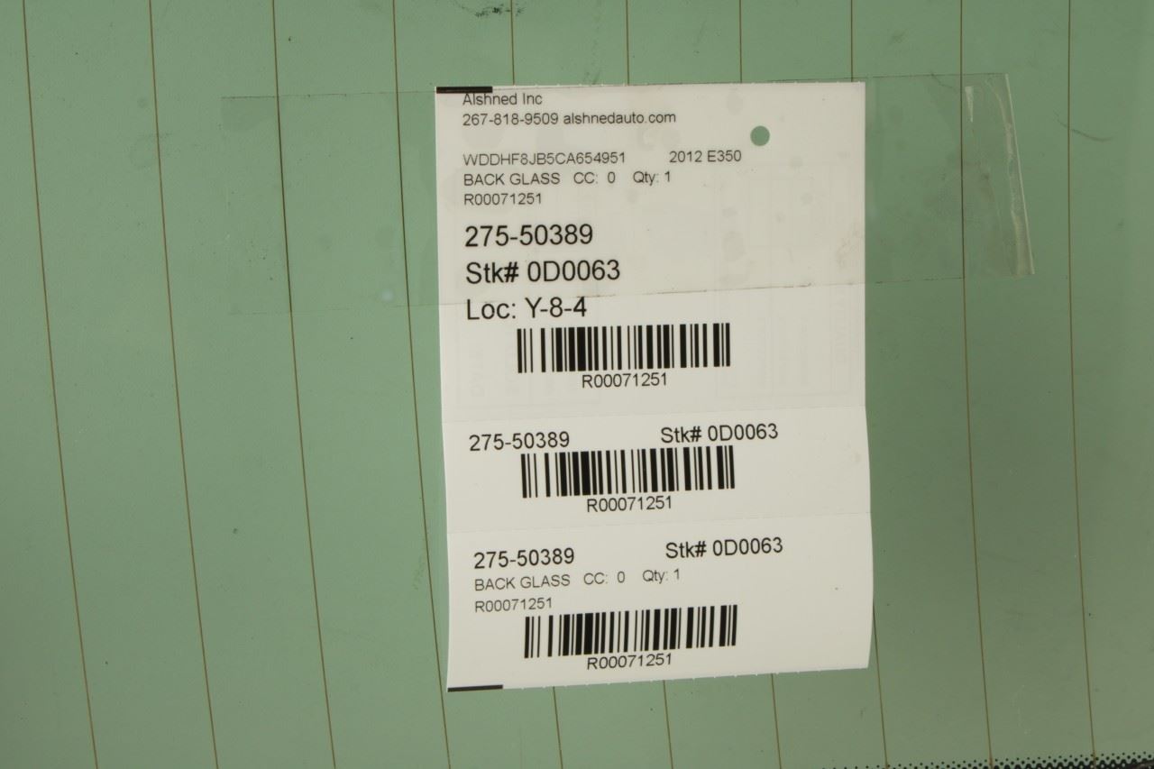 2010-2016 Mercedes-Benz E350 Sport 4Matic Rear Back Window Glass 212-670-02-00 - Alshned Auto Parts