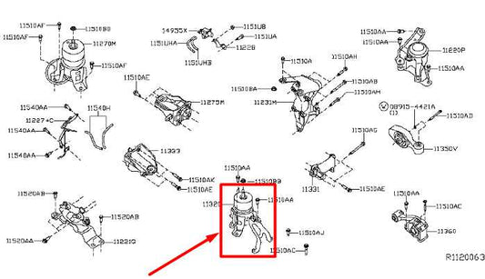 2013-2020 Nissan Pathfinder SV 3.5L 4WD Rear Engine Mount Insulator 11320-3JA0B - Alshned Auto Parts