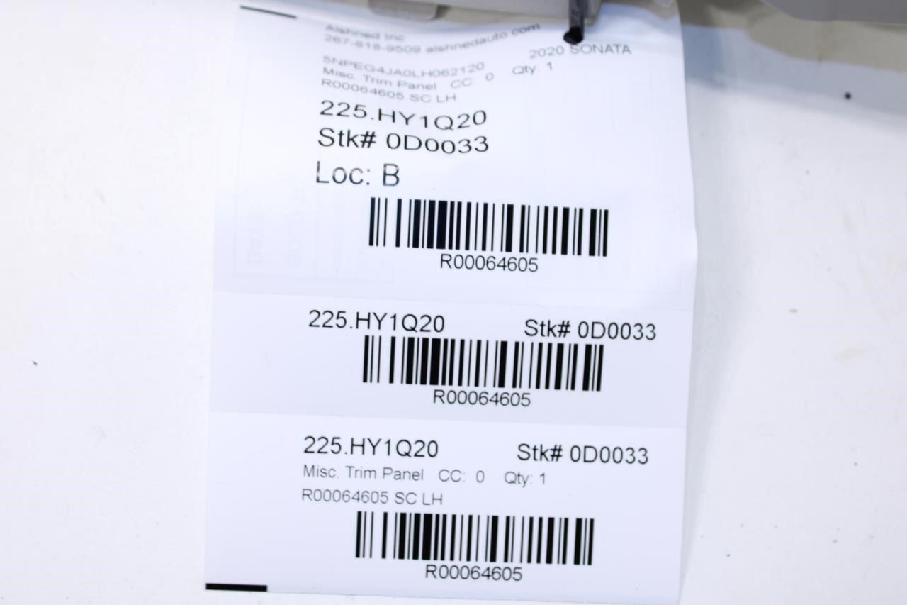 2020-22 Hyundai Sonata SE Left Center B-Pillar Upper Trim Cover 85830-L0000-MMH - Alshned Auto Parts