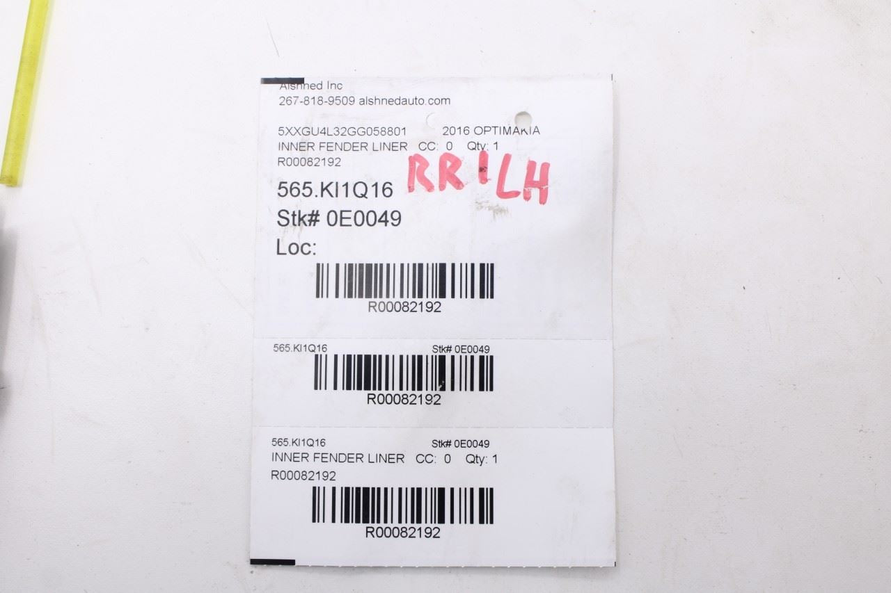 16-20 KIA Optima EX Rear Left Driver Side Wheelhouse Liner Splash Shield *ReaD* - Alshned Auto Parts