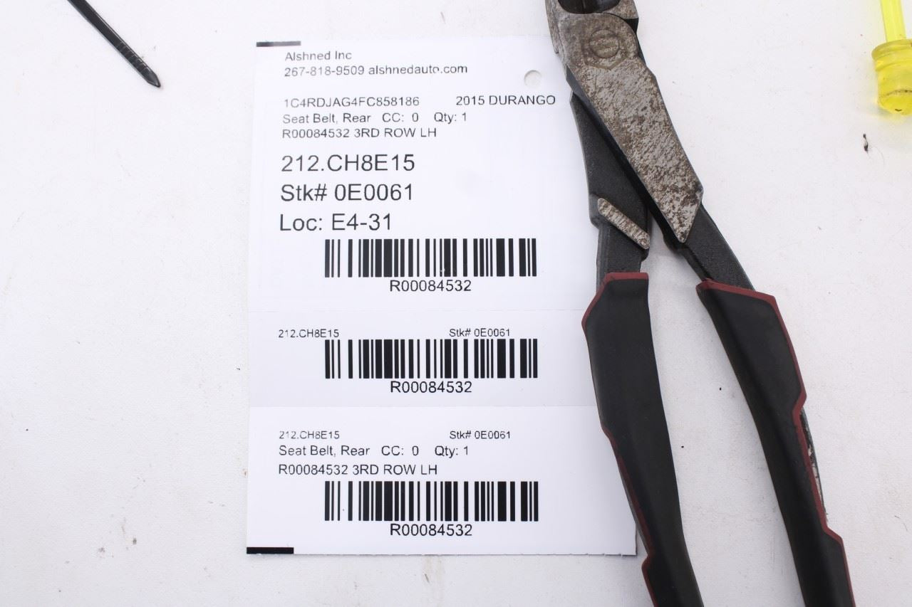 2014-18 Dodge Durango SXT 3.6L Rear Driver Left Side 3rd Row Seat Belt Retractor - Alshned Auto Parts