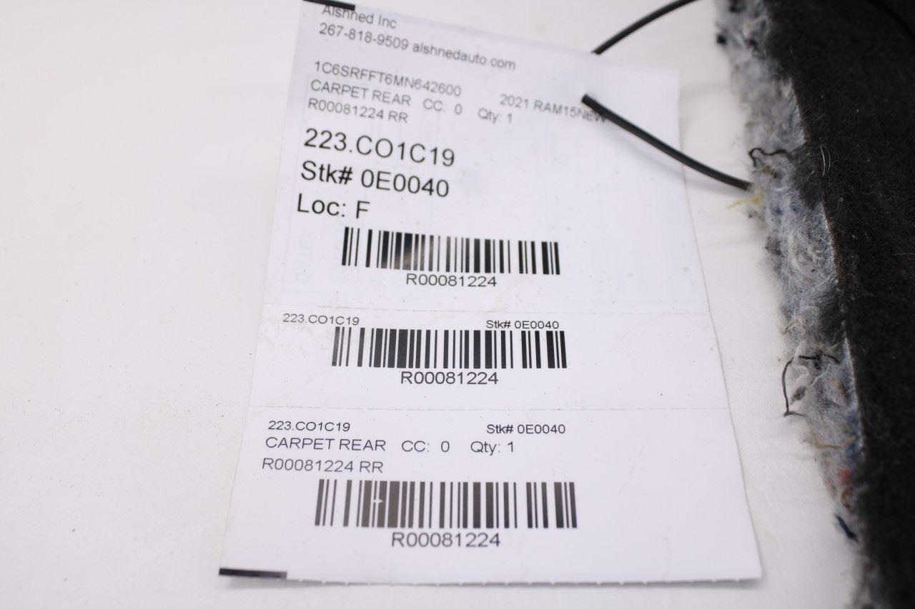2019-21 Ram 1500 Big Horn Crew Cab 5.7L Rear 2nd Row Floor Interior Carpet Liner12
