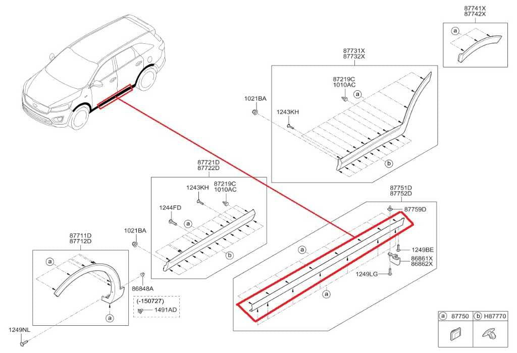 2016-2020 Kia Sorento EX Left Rocker Skirt Panel Sill Molding 87751-C6000 *ReaD* - Alshned Auto Parts