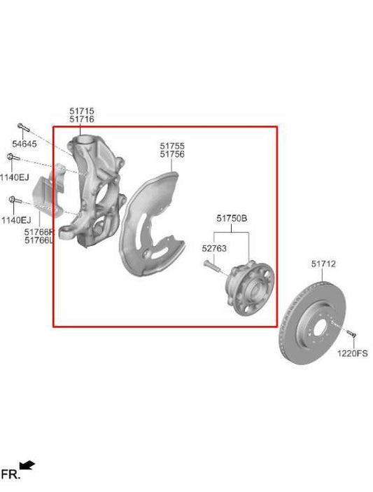 18-23 KIA Stinger GT2 AWD Front Left Driver Side Spindle Knuckle Hub 51710-J5600 - Alshned Auto Parts