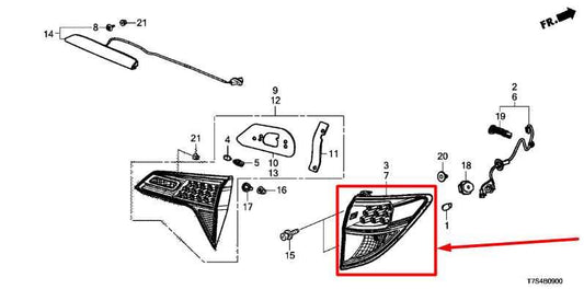 2019-2022 Honda HR-V Rear Left Driver Side Tail Light Lamp 33552-T7W-A31 OEM - Alshned Auto Parts