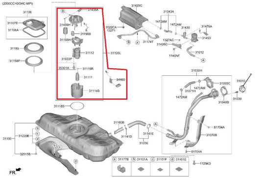2019-2021 Hyundai Veloster 2.0L In Tank Fuel Pump Assembly 31120-J3500 OEM - Alshned Auto Parts