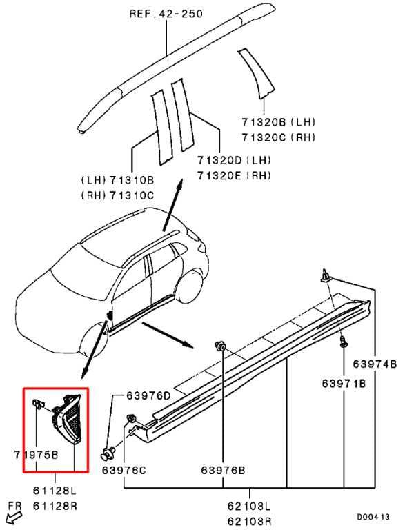 2020-25 Mitsubishi Outlander Sport SE Front Right Side Fender Vent Molding Trim1