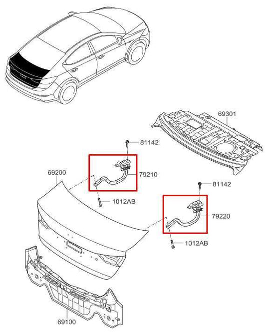 2016-2020 Hyundai Elantra Value Edition Rear Trunk Right and Left Hinge Set - Alshned Auto Parts