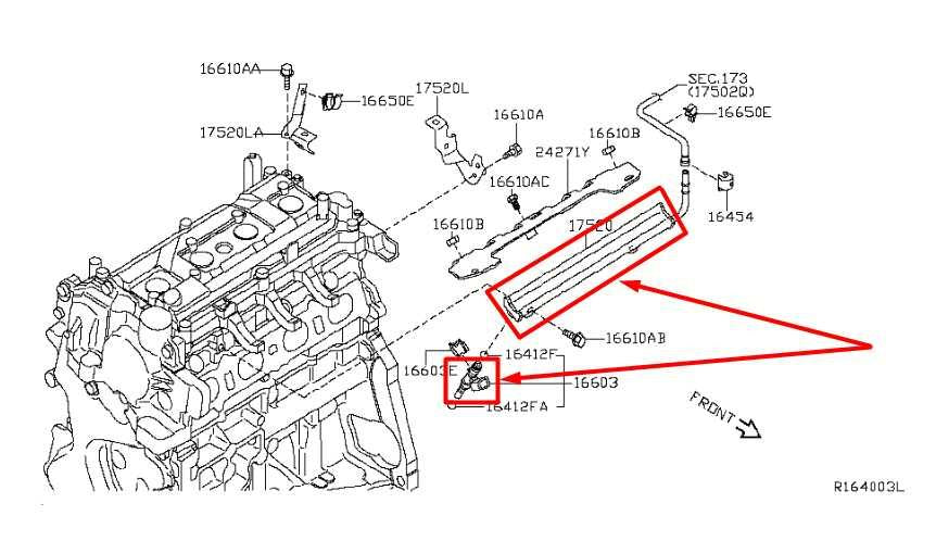 2013-2019 Nissan Sentra SV 1.8L FWD Fuel Rail with Injectors 16600-3RC0A OEM1