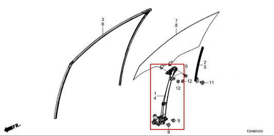 2022-2026 Honda Civic Sport Front Right Side Door Window Regulator w/ Motor - Alshned Auto Parts