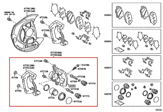 2008-15 Lexus IS250 2.5L AWD Front Right Side Brake Disc Caliper 47730-53080 OEM - Alshned Auto Parts