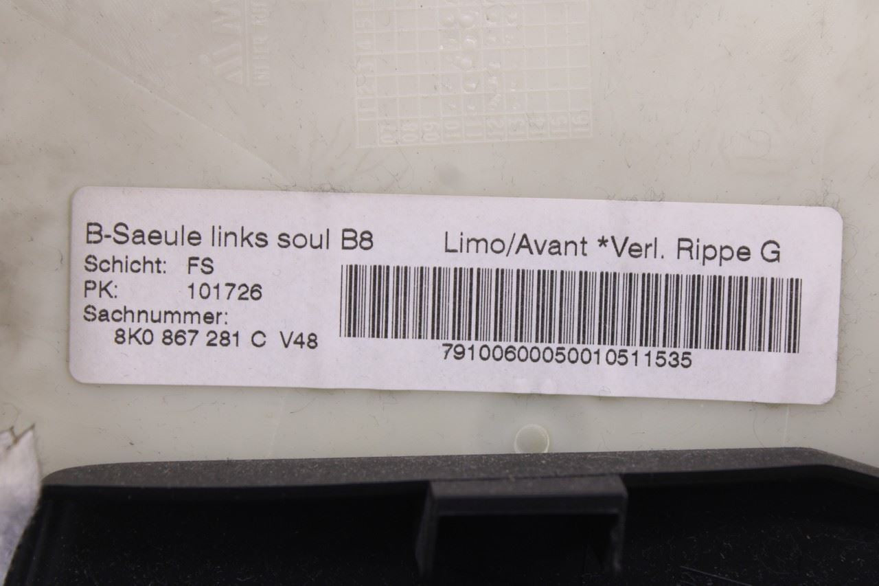2010-16 Audi S4 Right and Left Garnish Upper Center B-Pillar Molding 8K0-867-281 - Alshned Auto Parts