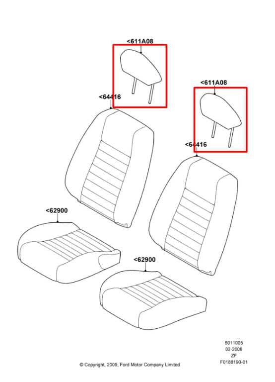 2010-12 Ford Mustang Premium Conv V6 Front Right and Left Side Seat Headrest Set1