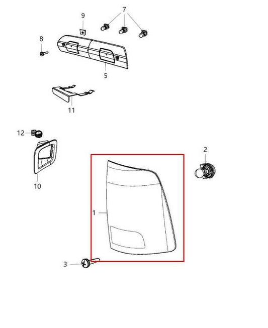 2013-2018 RAM 1500 Laramie Rear Right Passenger Side Tail Light Lamp 68093078AC - Alshned Auto Parts