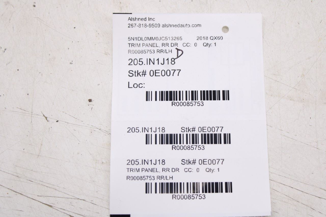 2016-2020 Infiniti QX60 Rear Left Side Door Trim Panel 829A1-9NF0A OEM *ReaD*21