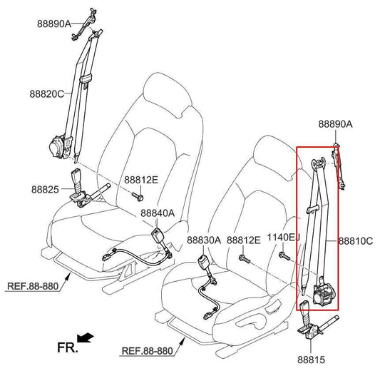 16-22 Kia Sportage Nightfall 2.4L FWD Front Driver Left Side Seat Belt Retractor - Alshned Auto Parts