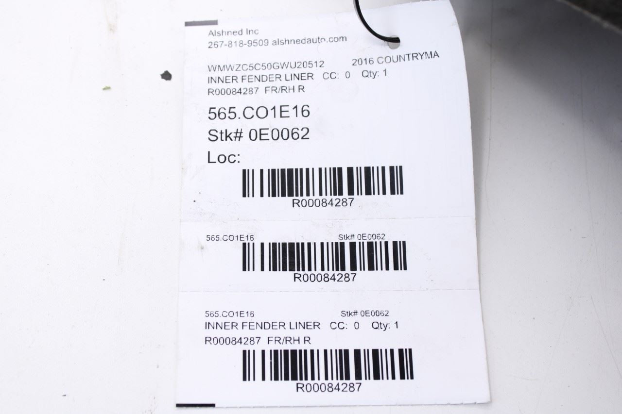 11-16 Mini Countryman Cooper S Front Right Wheelhouse Liner Splash Shield *ReaD*10