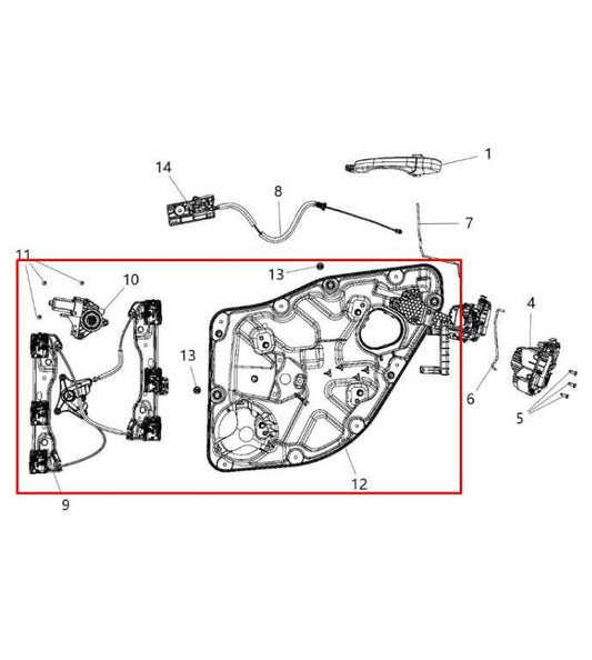 2011-25 Dodge Durango SXT Rear Right Door Window Regulator w/ Carrier and Motor1