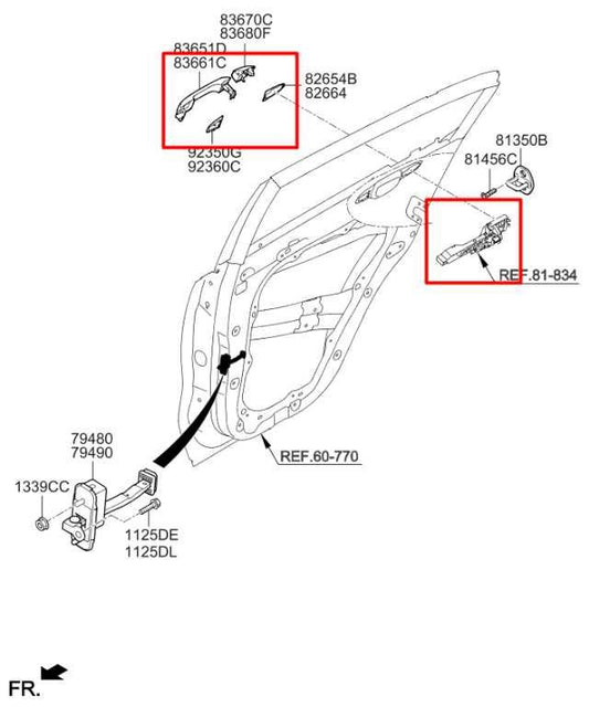 16-22 Kia Sportage Nightfall 2.4L FWD Rear Driver Left Side Door Exterior Handle - Alshned Auto Parts