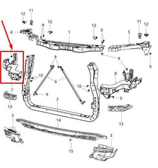 14-21 Jeep Grand Cherokee Limited Front Right Headlamp Mount Bracket 68223400AA - Alshned Auto Parts