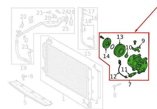 2014-2019 Kia Soul 2.0L AC Air Conditioner Compressor 97701-A5800 OEM - Alshned Auto Parts