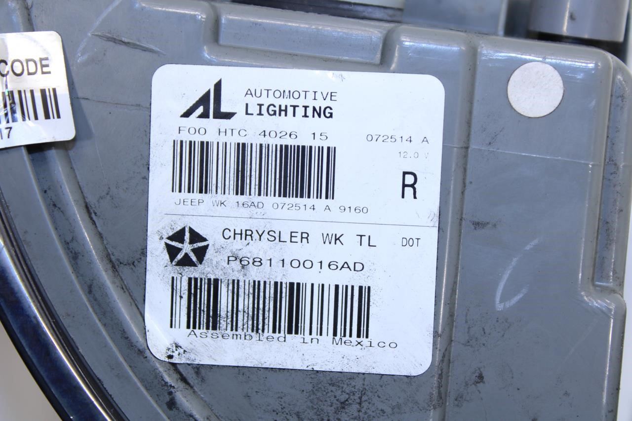 2014-2018 Jeep Grand Cherokee Limited Rear Right Side Tail Light Lamp 68110016AD - Alshned Auto Parts