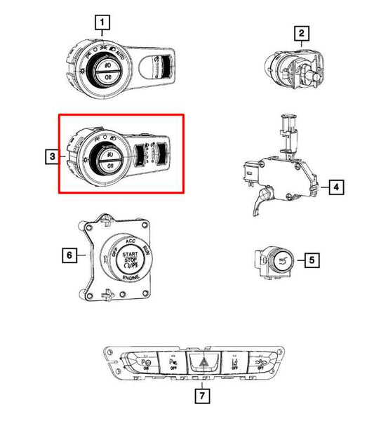 14-23 Jeep Cherokee 3.2L Front Dashboard Driver LH Side Headlight Control Switch - Alshned Auto Parts