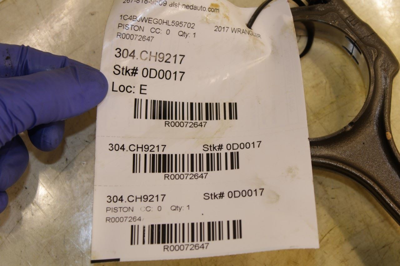 12-17 Jeep Wrangler Sahara 3.6L Engine Piston Left 3 w/ Connecting Rod 5184347AG - Alshned Auto Parts