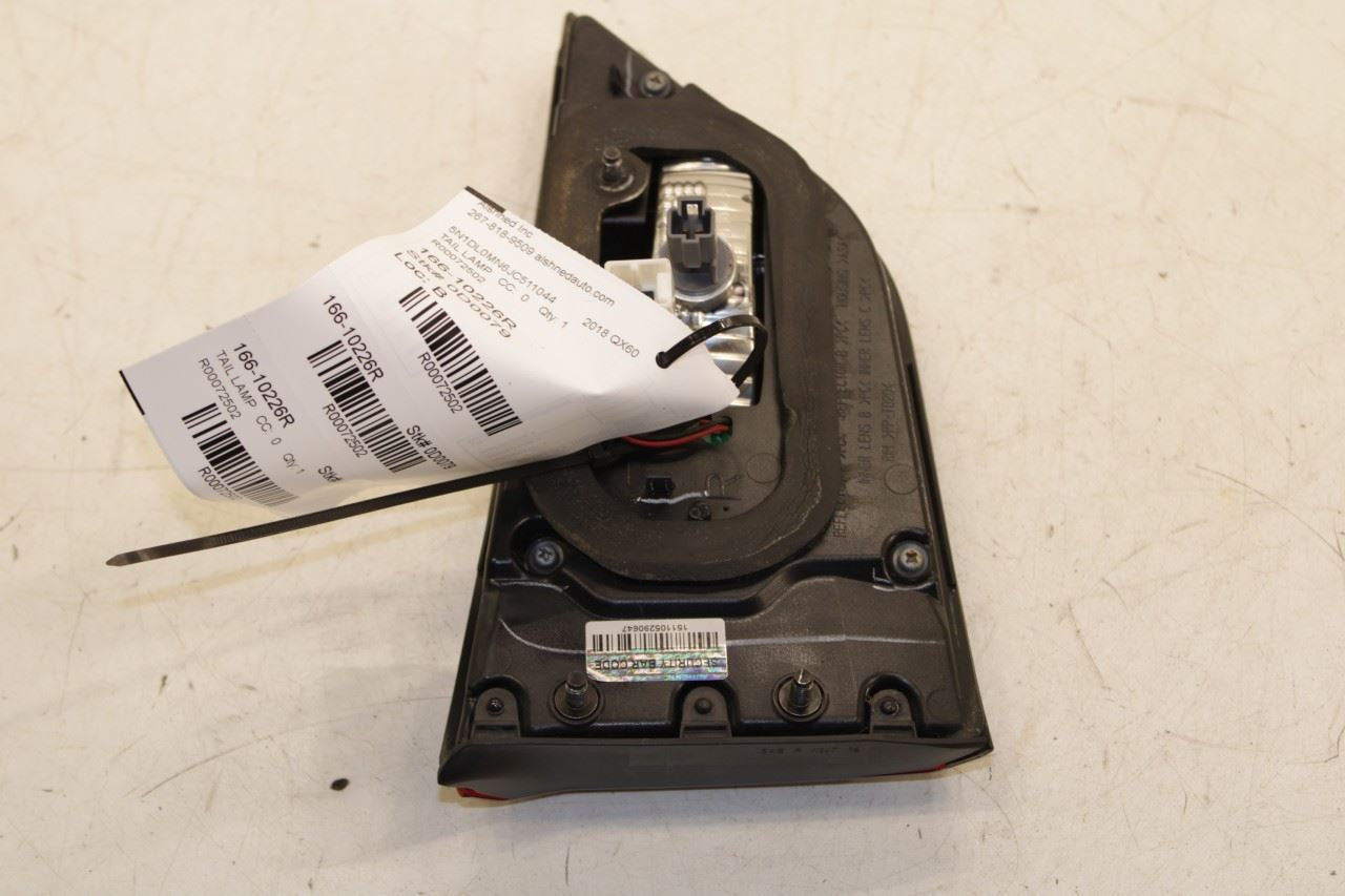 2016-2018 Infiniti QX60 Rear Right Passenger Side Tail Light Lamp 26540-9NC0A - Alshned Auto Parts