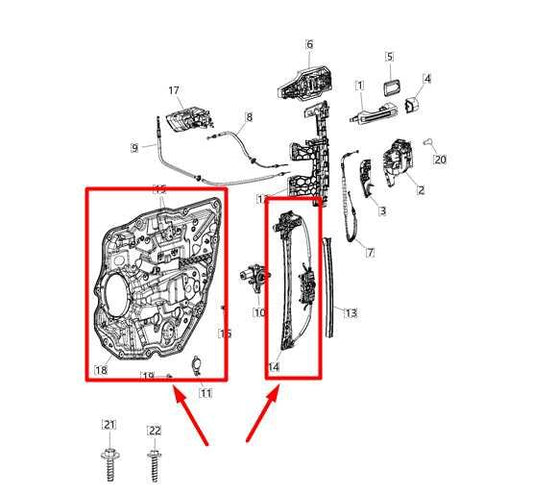 2019-24 Ram 1500 Rear Left Door Window Regulator w/ Carrier Plate 68321317AA OEM - Alshned Auto Parts