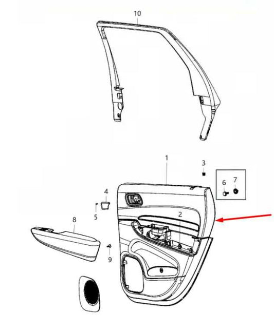 2013-2015 Dodge Durango SXT Rear Right Side Door Trim Panel 1GS802X9AG OEM - Alshned Auto Parts