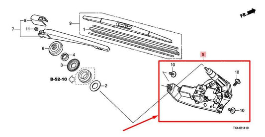 2013-2018 Acura RDX Rear Liftgate Back Window Wiper Motor 76710-TX4-A01 OEM - Alshned Auto Parts