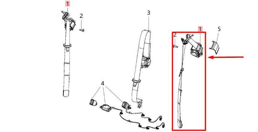 2019-21 Jeep Cherokee Rear Left Side 2nd Row Seat Belt Retractor 6MH87DX9AA OEM - Alshned Auto Parts