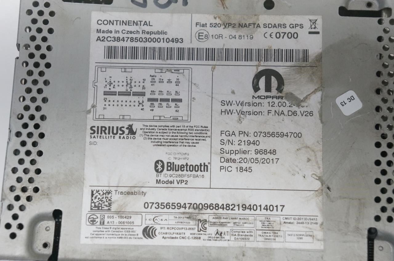 2015-2017 Jeep Renegade Audio Radio Receiver Uconnect w/ 5'' Display 07356594700 - Alshned Auto Parts