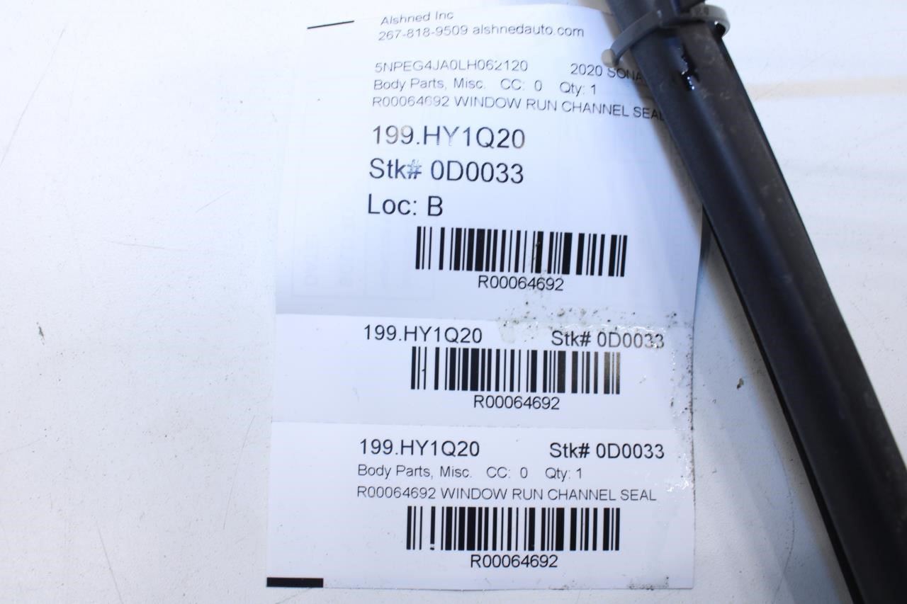 2020-2022 Hyundai Sonata SE Rear Left Door Window Run Channel 83530-L0000 OEM - Alshned Auto Parts