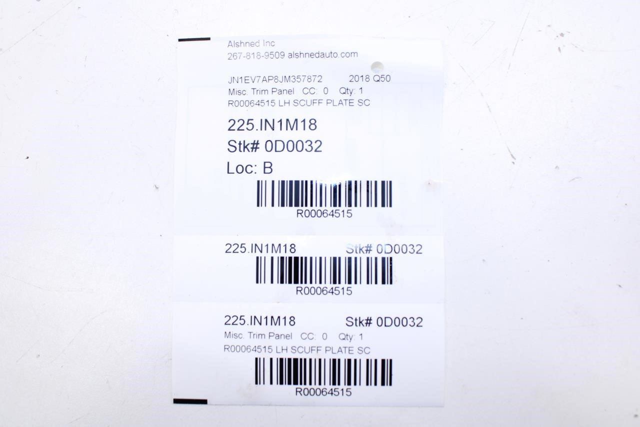 2014-23 Infiniti Q50 Luxe RWD Front Left Side Door Sill Scuff Plate 769B0-4GF0A - Alshned Auto Parts