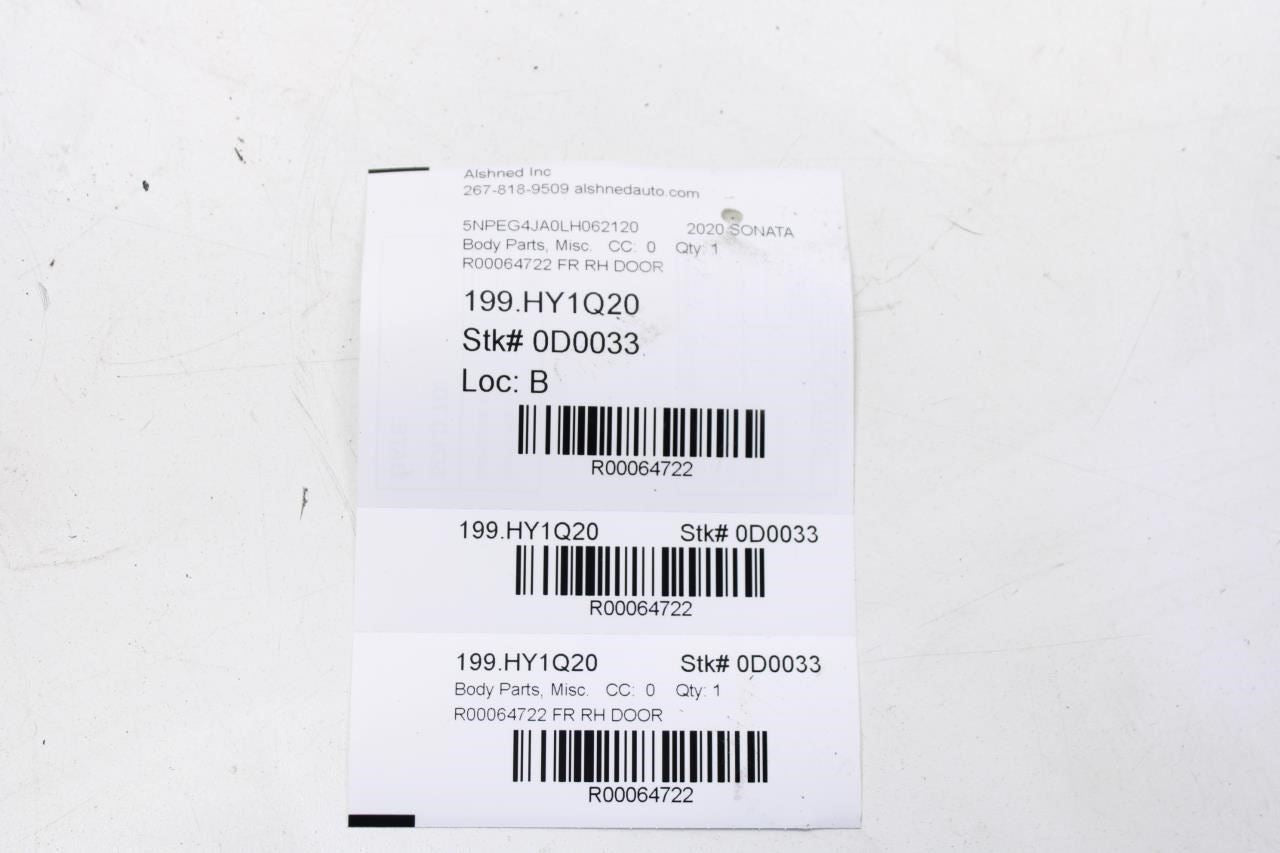 2020-2022 Hyundai Sonata SE Front Right Door Weatherstrip On Body 82120-L0000 - Alshned Auto Parts