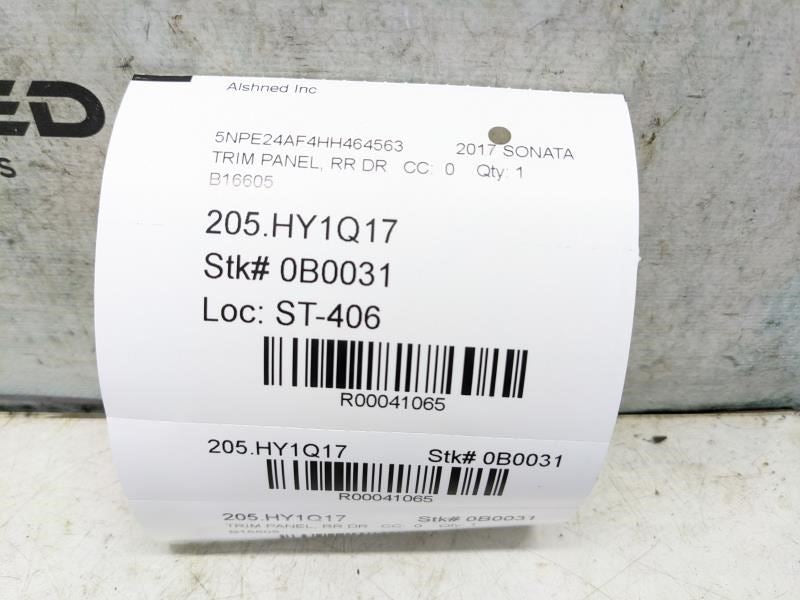 2015-2017 Hyundai Sonata SE Rear Right Side Door Trim Panel 83302-C2000TGG OEM15