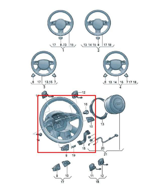 2012-2015 Audi A7 Premium 3.0L AWD Steering Wheel Leather w/ Control Buttons - Alshned Auto Parts
