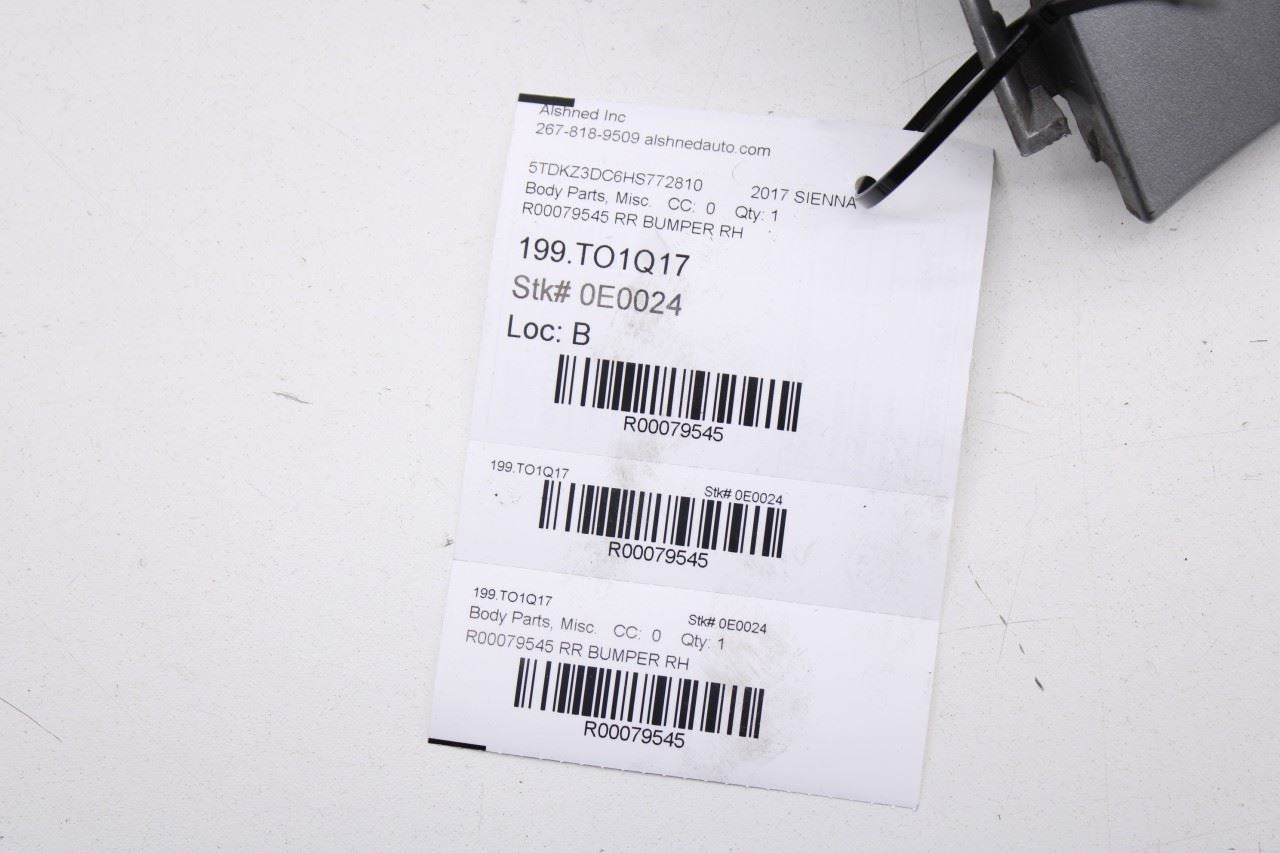 11-20 Toyota Sienna LE FWD Rear Right Side Quarter Panel Bumper Upper Cover Trim - Alshned Auto Parts