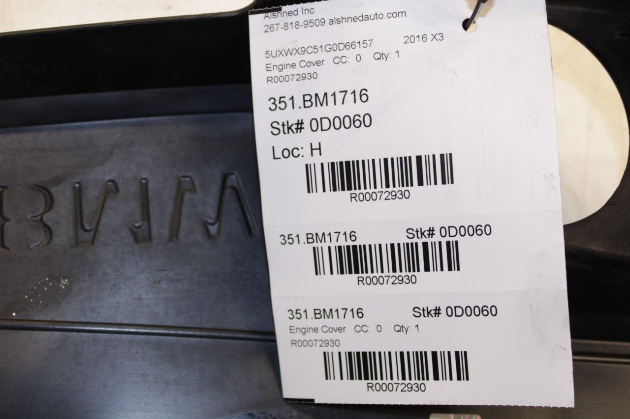 2013-2017 BMW X3 xDrive28i 2.0L Engine Appearance Motor Cover 11128610473 OEM - Alshned Auto Parts
