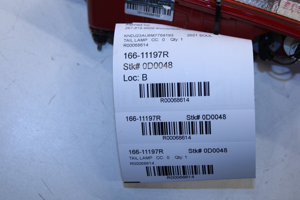 2020-2022 KIA Soul LX Rear Right Passenger Side Tail Light Lamp 92404-K0000 OEM - Alshned Auto Parts