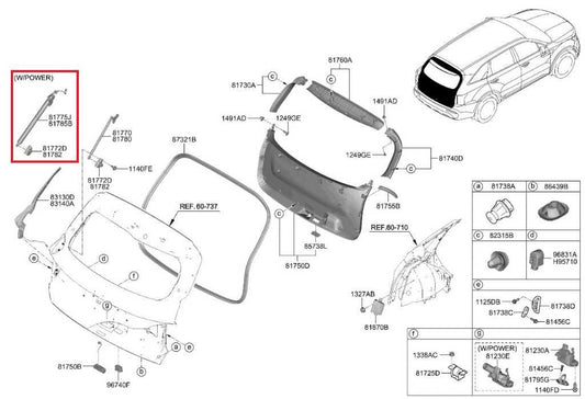 21-25 Kia Sorento X-Line RR Right and Left Liftgate Power Lift Strut 81840-R5100 - Alshned Auto Parts