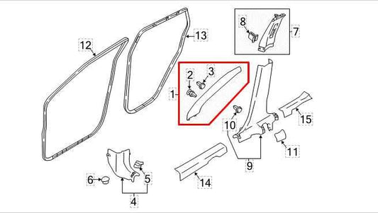 17-22 Nissan Rogue Sport SL AWD FR RH Windshield A Pillar Cover Trim 76911-6MA0A - Alshned Auto Parts