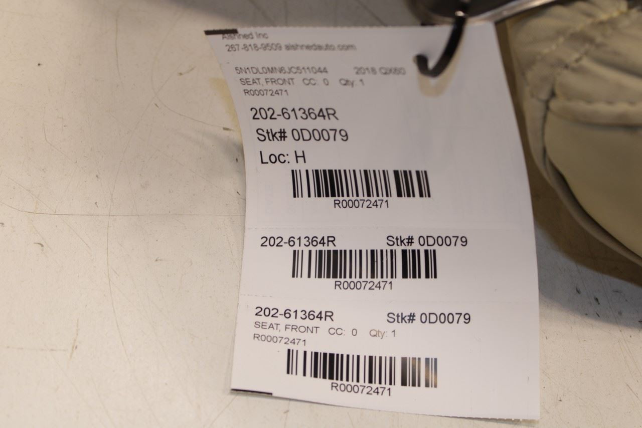 16-19 Infiniti QX60 3.5L Front Seat Passenger Right Side Backrest Upper Cushion - Alshned Auto Parts