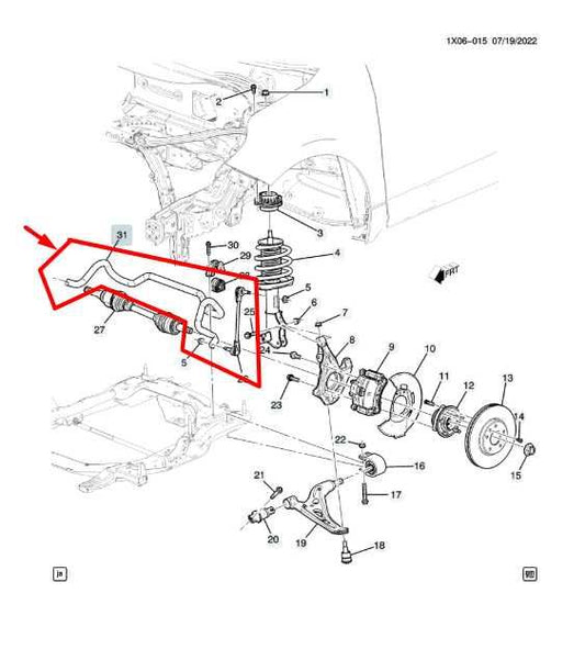 18-24 Chevrolet Equinox LT AWD Front Stabilizer Sway Anti-Roll Bar 84161351 OEM - Alshned Auto Parts