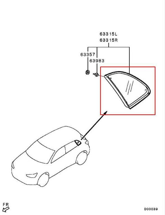 2011-2025 Mitsubishi Outlander Sport SE Rear Right Side Quarter Window Glass - Alshned Auto Parts